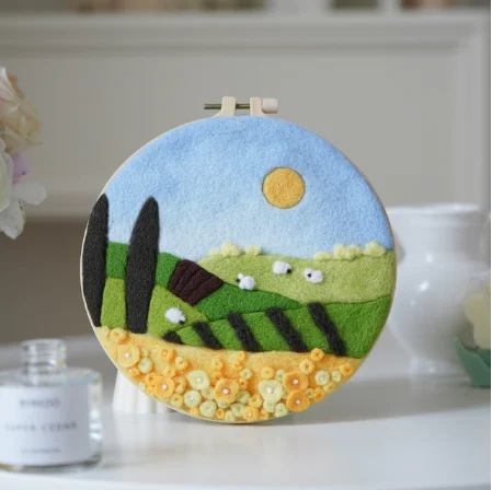 

CHENISTORY DIY Wool Felting Painting With Embroidery Frame Handmade Needle Wool Painting Picture For Home Decors Crafts Gift
