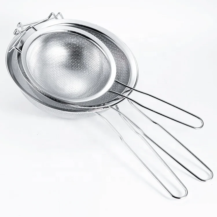 

Stainless Steel Flour Sifter Sieve Stainless Steel Fine Mesh Strainer Colander Wire Mesh Oil Filter Strainer With Handle