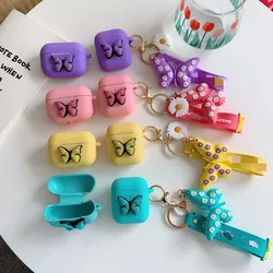 2021 new silicon cover for airpods case butterfly designer for airpod pro case for airpod case keychain strap