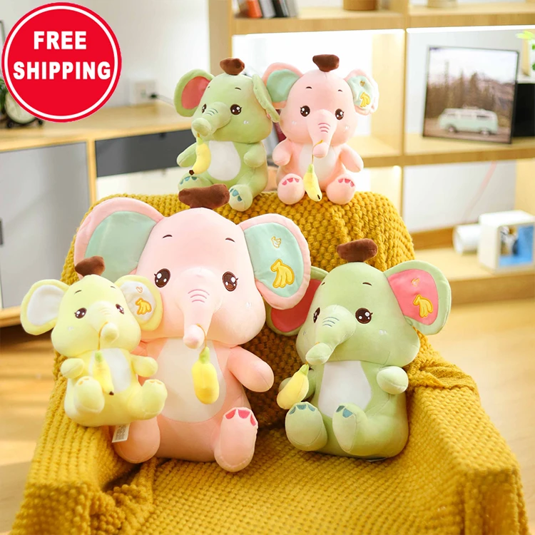 

New stuffed elephant plush toy soft huge banana baby elephant doll girl wedding press pillow toy, Pitcure colour