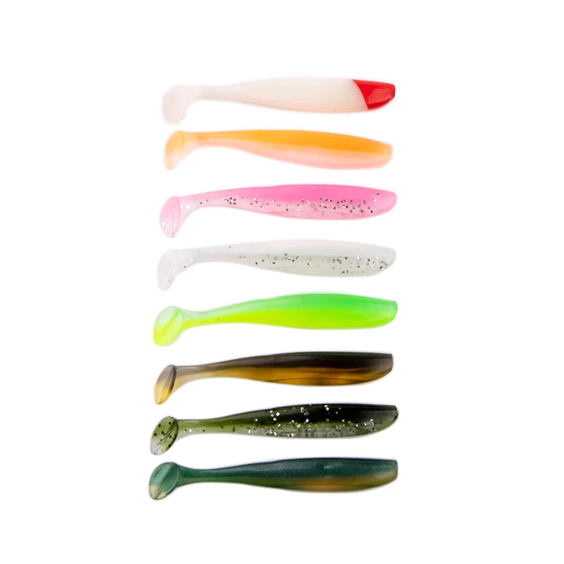 

Wholesale 2.2g 7cm PVC Plastic Multi-colors Worm Lures with Flash Clip Paddle Tail Soft Worm Fishing Lure, 10