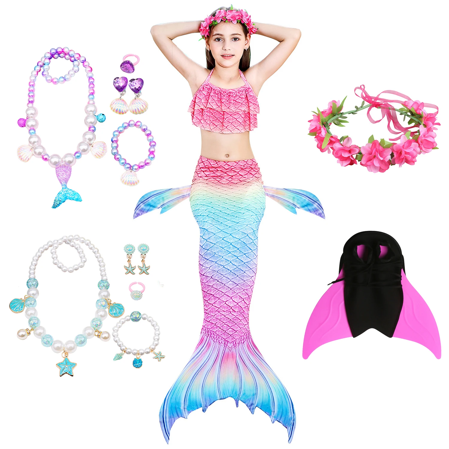 

Mermaid Tail for Kids that are for girls pink and blue mermaid swimsuit mermaid swimming tail, Customized color