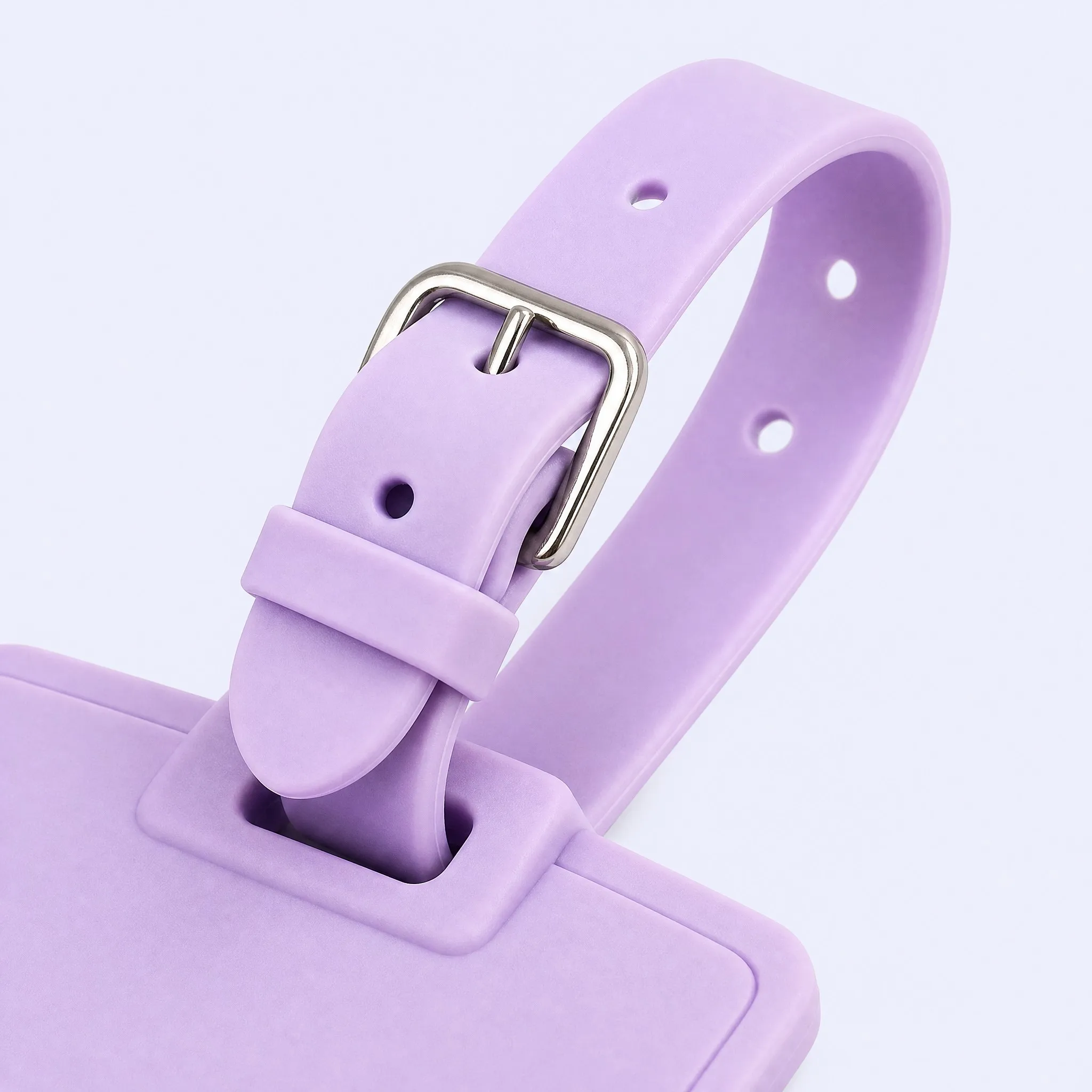 Custom 3D Soft PVC Luggage Tag Metal Pin Buckle and Reinforced Strap Hardware Close-Up