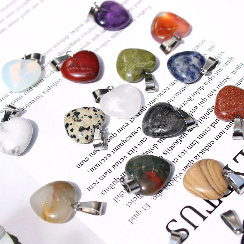 

Natural Crystal Pendant Crystal Stone Heart-Shaped Diy Clavicle Pendant