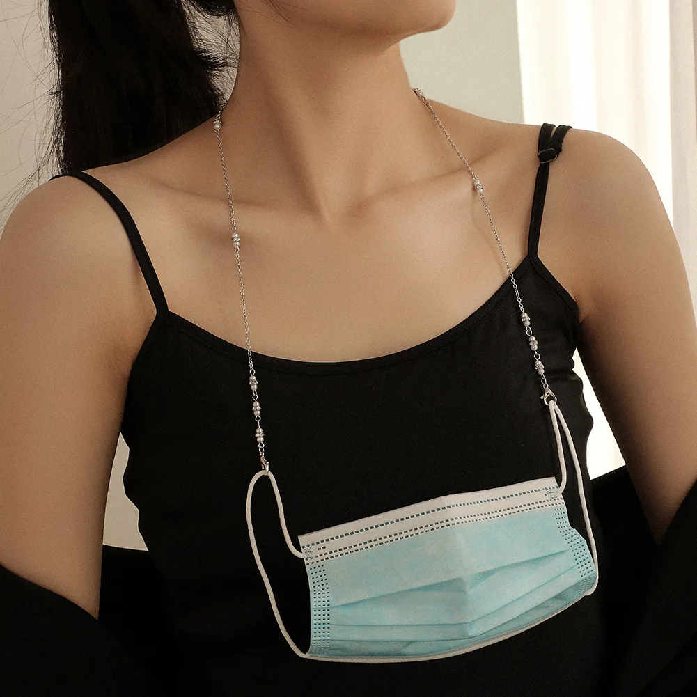 

Korean Simple Silver Plating Link Chain Lanyard Necklace For Glasses Bling Cubic Zirconia Eyeglass Necklace For Women