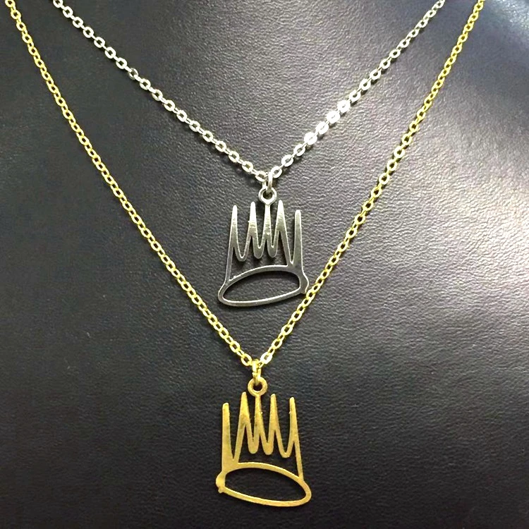 

Hot girl's women fashion necklace stainless steel Queen Crown charm necklace