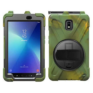 For Samsung Galaxy Tab Active 2 SM-T390 rugged shockproof case with hands strap and rotate kickstand