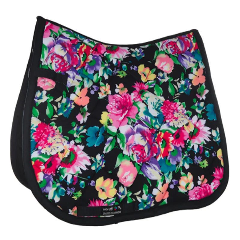 

Beautiful Flower Power Bamboo Saddle Pad Black Flower Dressage Navy & Pink Reitsportartikel Matching Set In Printed Color, Custom color