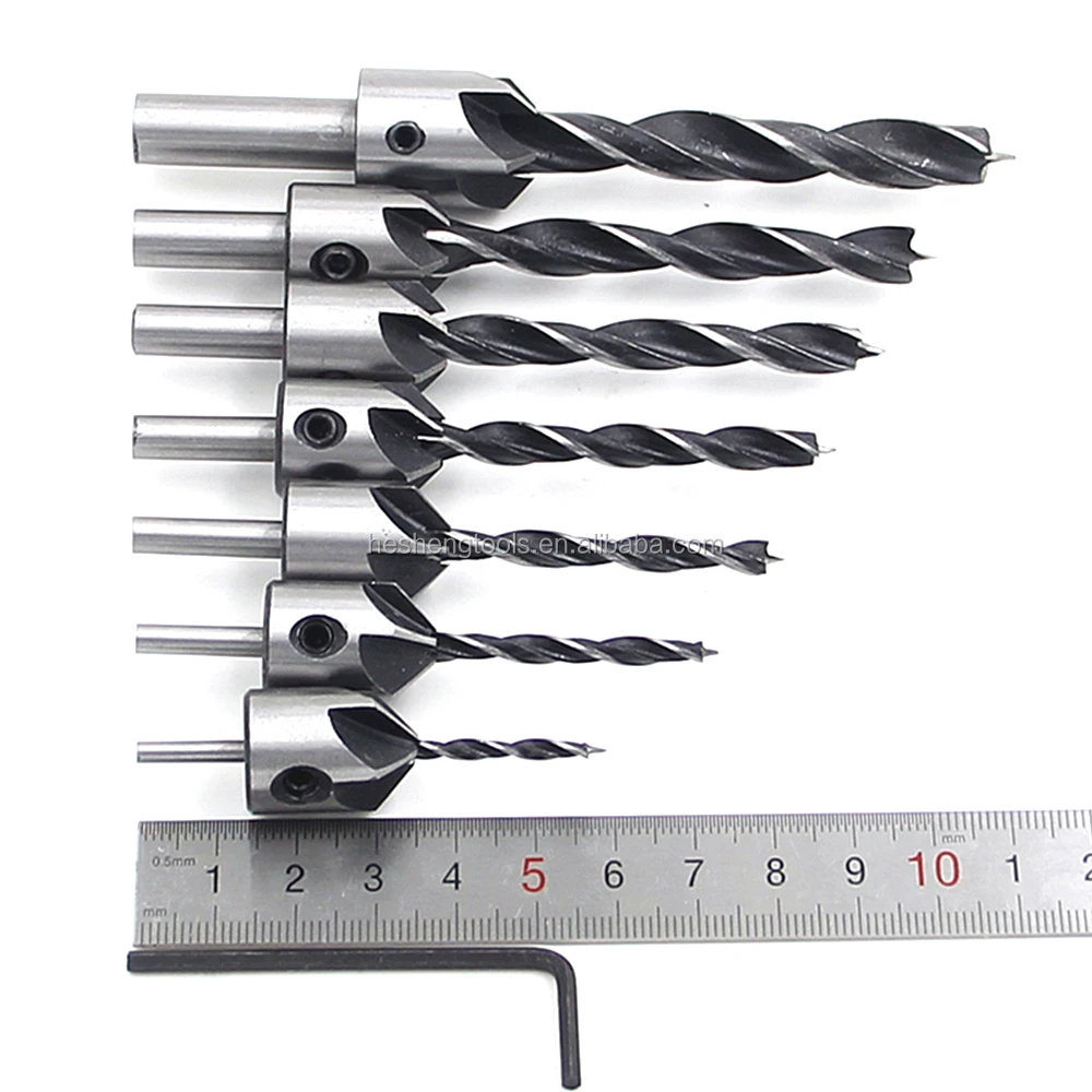 7pc Screws Guide Countersink Bit Countersink Screw Wood Drilling Buy