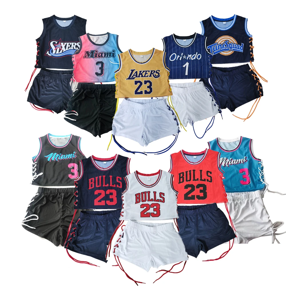 

11colors 2 pieces set bulk basketball jersey dress for women