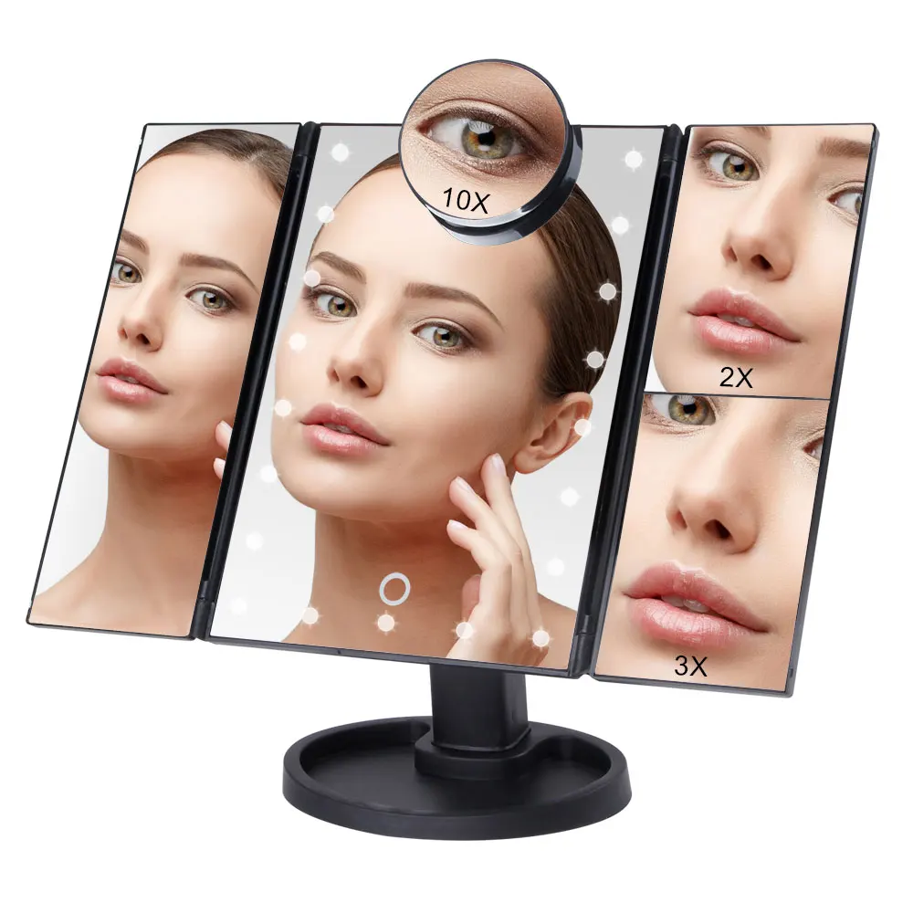 

Touch Screen Makeup with 22 LED Light 1X/2X/3X/10X Magnifying Glass pretty Vanity Mirror Flexible Cosmetics Mirrors Make
