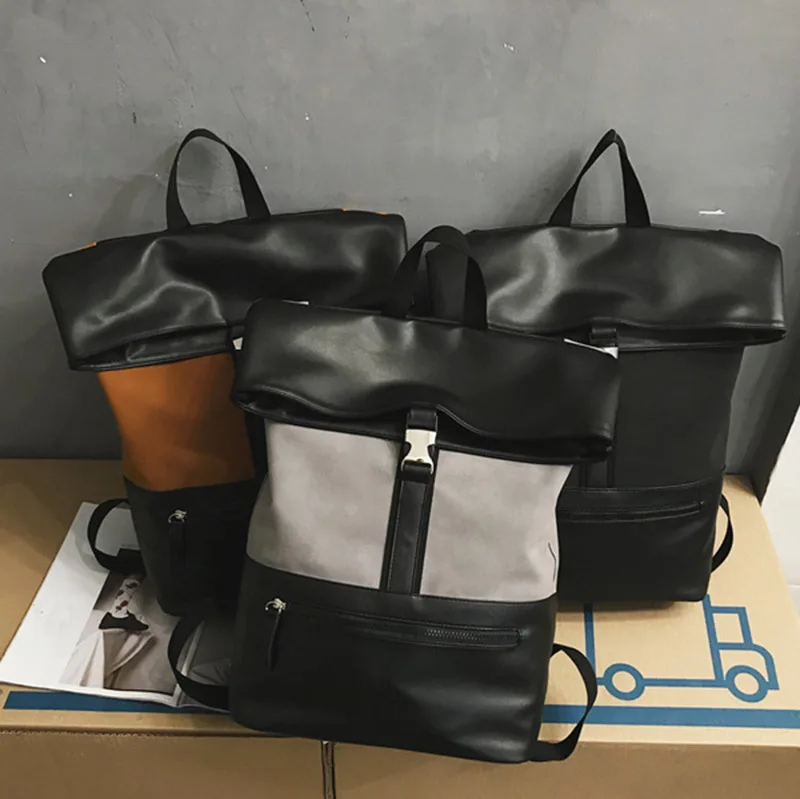 

Wholesale Fashion Black Shoulders Casualmen Business Pu Leather Backpack For Mens