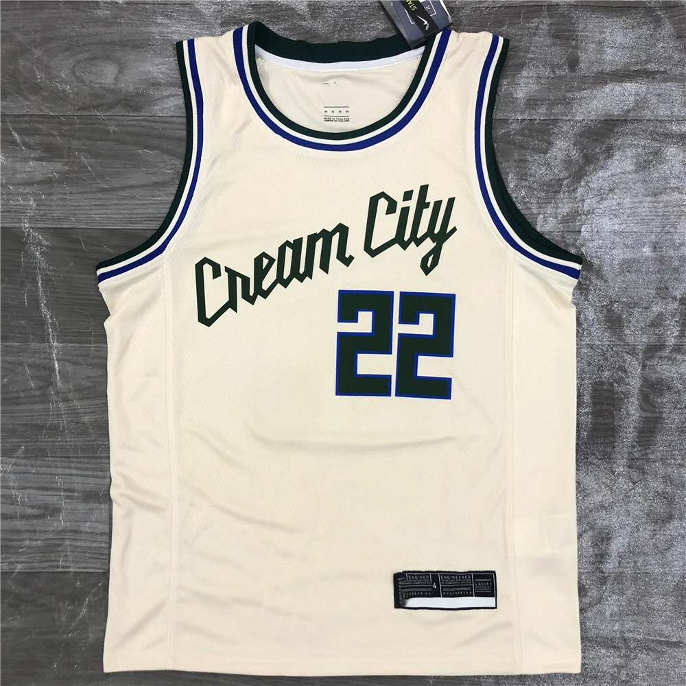 

2021 The bucks City Basketball Uniforms Antetokounmpo #34 # 22 Heat Press Jerseys Custom Name and Logo, As picture