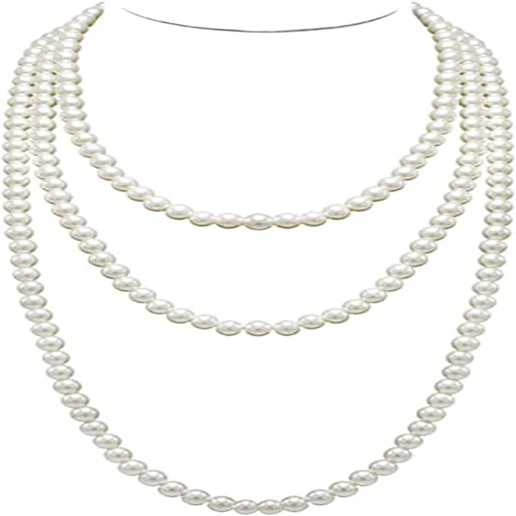 

New Long Layered Strands Necklace Pearl Necklace for Women