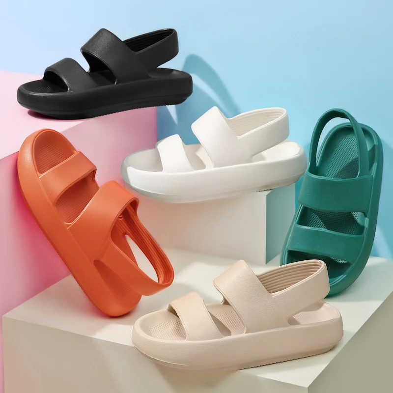 

woman sandals new arrivals 2021 trendy soft sole footwear ladies summer beach two strap sandal, White,fuxia,l.blue