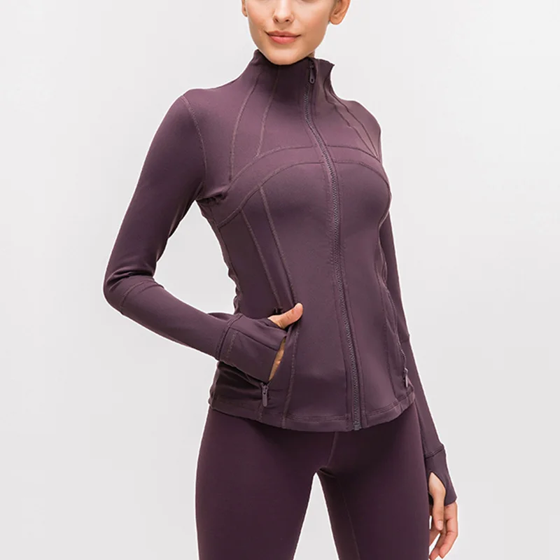 

Joyord OEM ODM Custom Zipper Shirts Tops 80% Nylon 20% Cotton Long Sleeve Quick Dry Women Yoga Sports Tops, Customized color