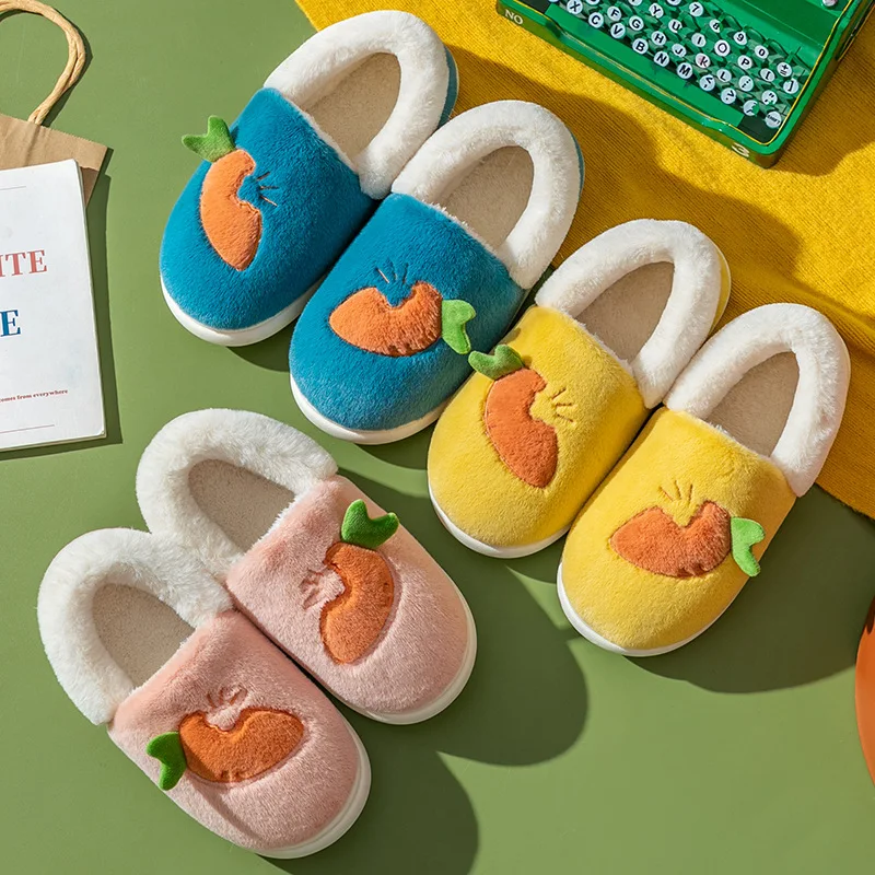

Fashion Girls Cute Cartoon Cotton Shoes Winter Children's Plush Warm Slippers Ladies Home Indoor Soft Sole Fuzzy Warm Slippers