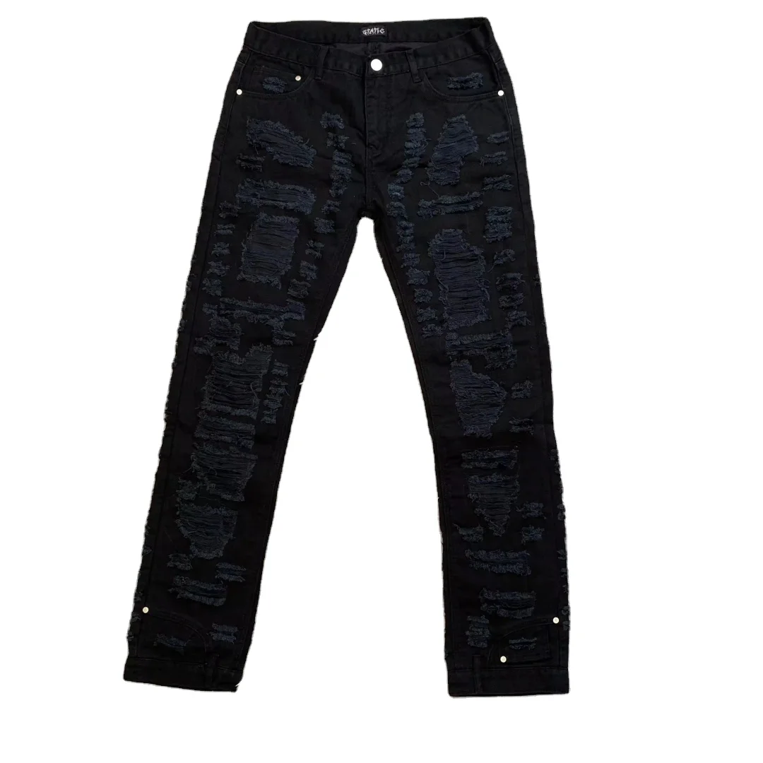 DENIMGUYS Men's New Style Washed Ripped Baggy Denim Pants Streetwear Straight Leg Distressed Jeans for Men