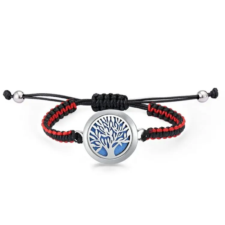 

Fashion Jewelry Bracelet Aromatherapy Essential Oil Diffuser Leather Locket Bracelet, Black, red