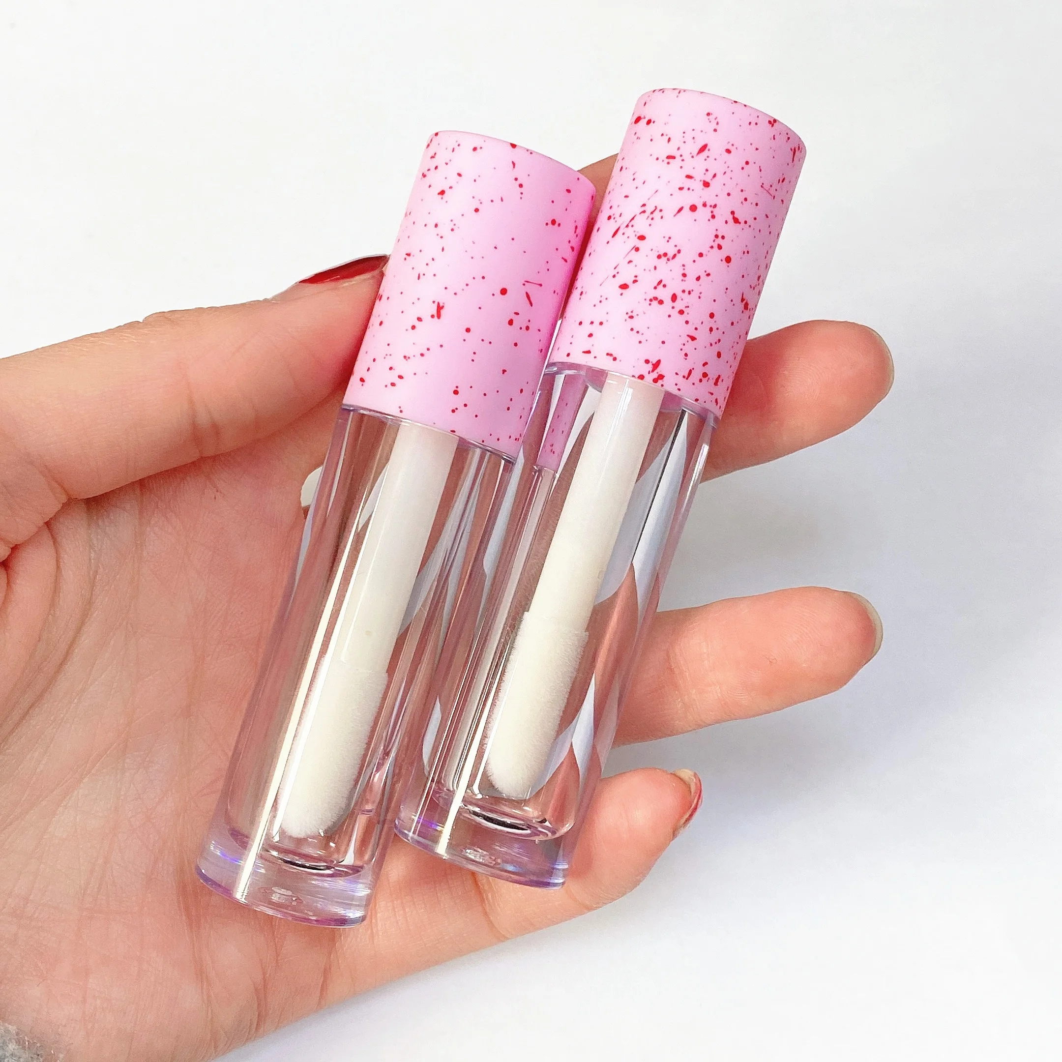 

Empty Big Doe Foot Pink Glitter Vegan Lipgloss Customised Tubes With Jumbo Wand Tubes Private Label 4.5ml 8ml