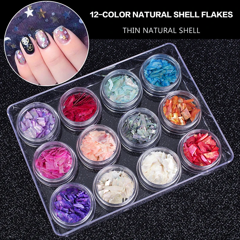 

2021Nail Art Accessories Sticker Shell Super Flash Polish Gel Nail Kit Decoration