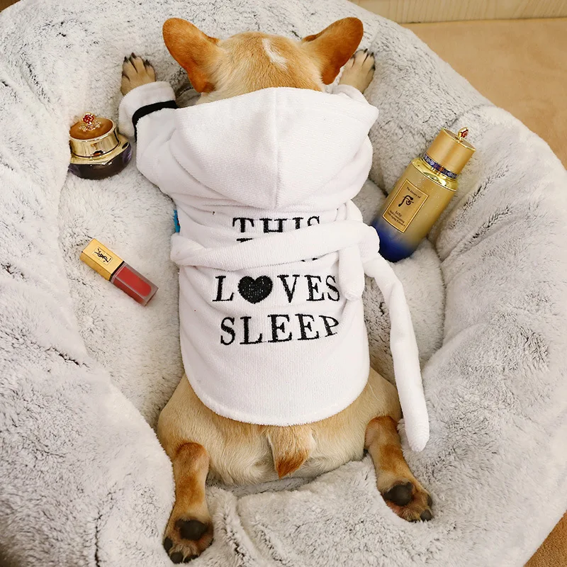 

White Cotton 2 leg Pet Cat Clothes Coat Puppy Bulldog Dog Pajamas