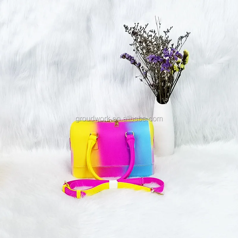 

GW Mini size woman PVC jelly bags small pillow bag candy color sweet lady phone portable diagonal handbag, Colors