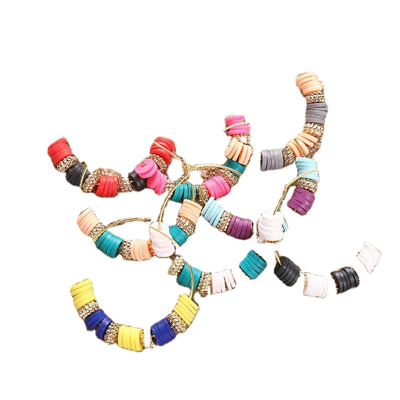 

Bohemian fashion big loop earrings soft ceramics Colorful Hoop Earrings for women