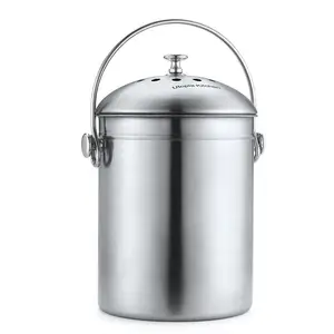 Image of Best Seller Premium Quality 1.3 Gallon Kitchen Stainless Steel Compost Bin