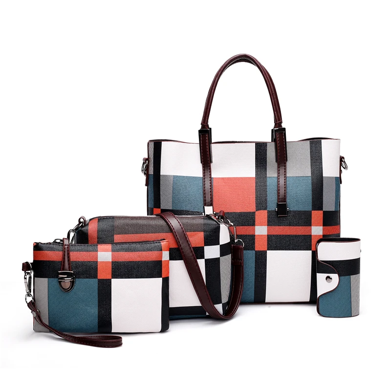 

Fashion Femme 4 Pieces PU Leather Tote Bag For Women Luxury Hand Bag Set, Multicolor