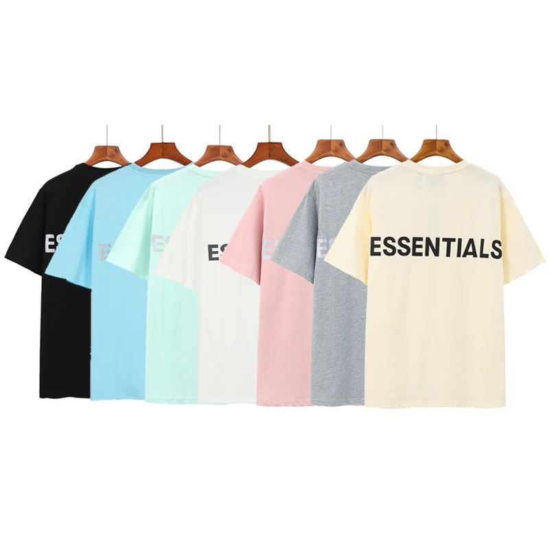

Feel of God Essentials 3M reflective double line back letter reflective fog T-shirt loose men's Short Sleeve tshirt, Customized color