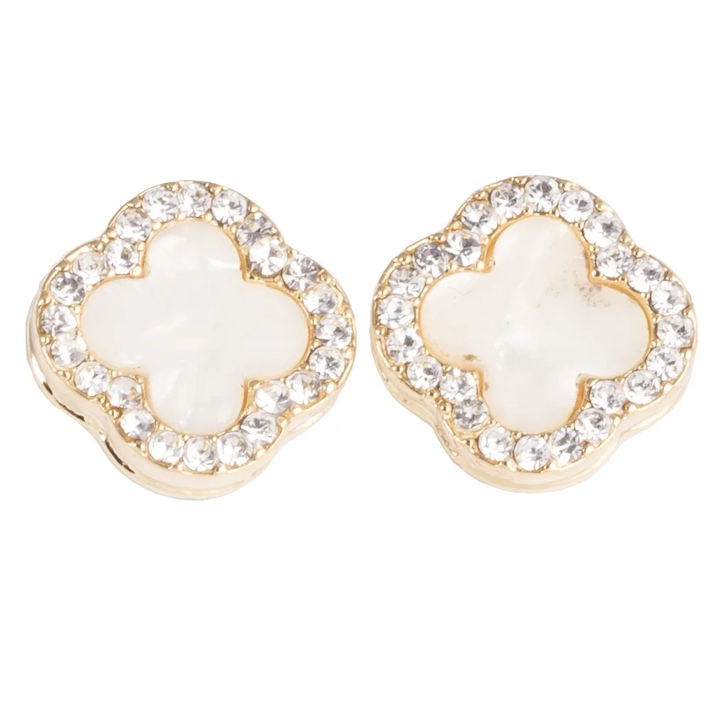 

Aidaila 2019 New Classic four-leaf clover stud women's earrings Zircon Shell acrylic 925 silver needle quality earring, Picture shows