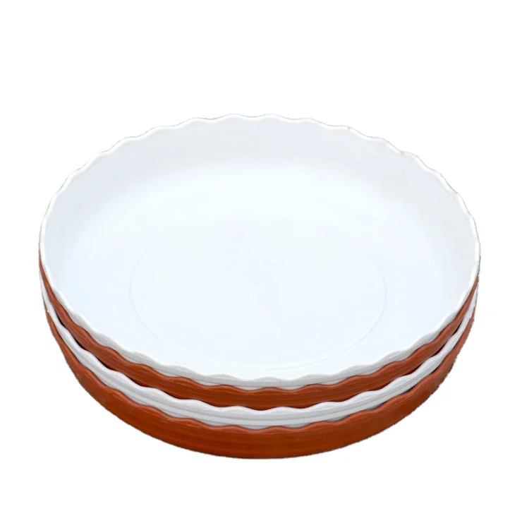 

Bandeja Para Macetas De Jardineria Plastic Round Lace Base White Red Mat Simplicity Garden Wave Flower Pot Tray