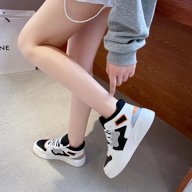 

KH-8866 Walking Sports Light Casual Skateboarding Shoes White Shoes Flats Fashion Sneakers Woman, Black