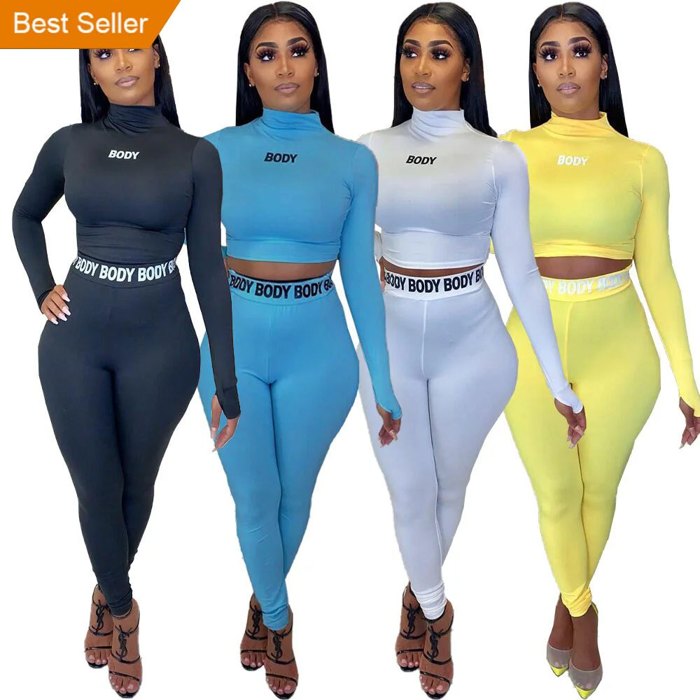 

Fall Fashion 2021 Women Clothes Long Sleeve 2 Piece Sets Bodycon Outfits Women Fall Sets