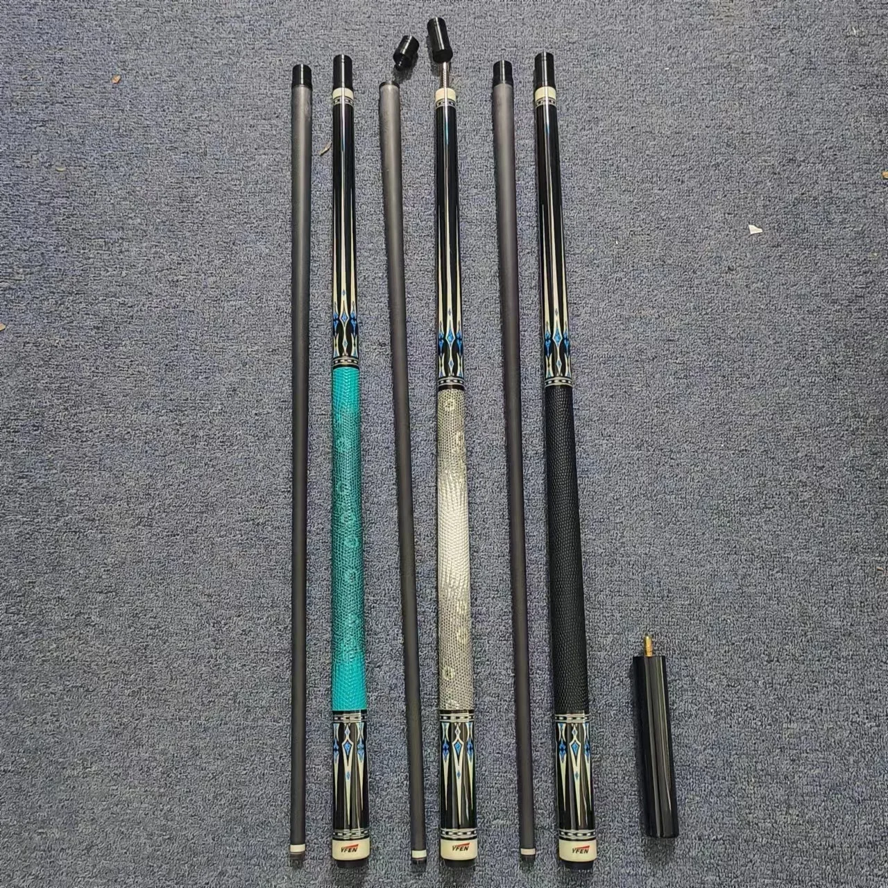 

Premium Yfen M7 Black Carbon Fiber Shaft Maple Butt 12.5mm/11.5mm 1/2 Billiard Pool Cue With Extension