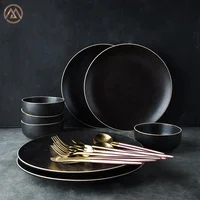 

Matte Black Color Nordic Style Rice Bowl Wholesale Portuguese Ceramic Dinnerware Sets