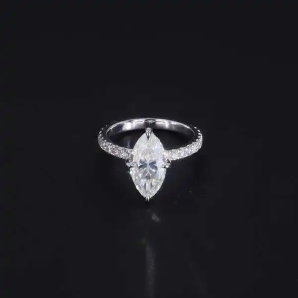 

wuzhou moissanite 14k gold ring 2ct marquise shape moissanite and side lab diamond ring in stock