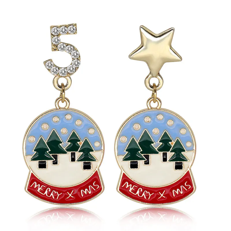 

Christmas Enamel Drop Earring Jewelry Different Pendant Earring for Women Snowman Reindeer Gift Santa Christmas Tree Lucky Star