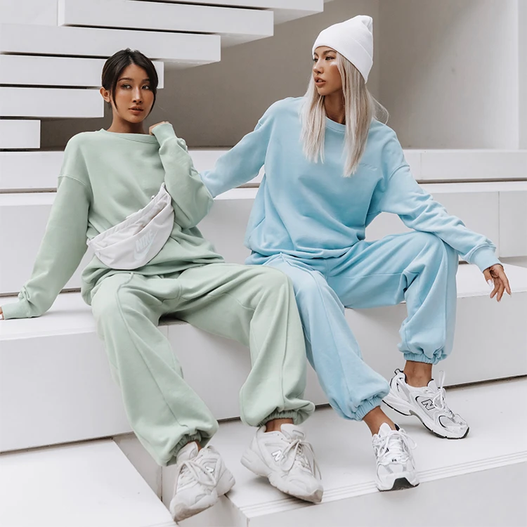 

2021 high quality custom casual jogger hoodie set for women crew neck long sleeve sweatshirt hoodies for women