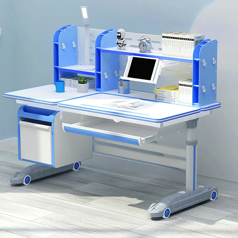 
wooden 1m and 1.2m children furniture kid homework reading and drawing blue table 