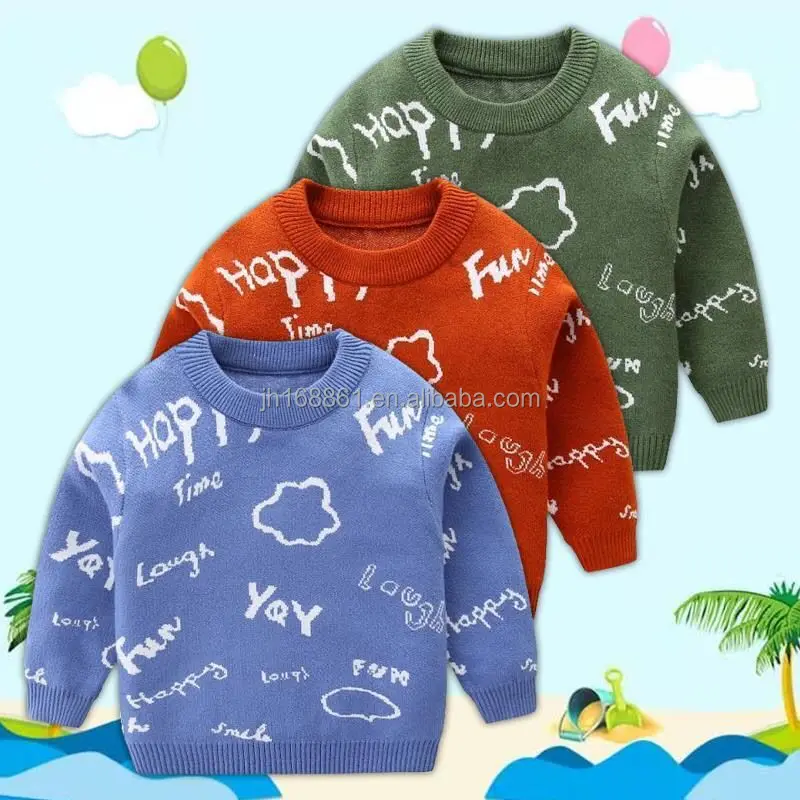 

Wholesale high quality sweaters kids cotton cartoon jacquard knitwear kids jumpers kids sweaters, Picture