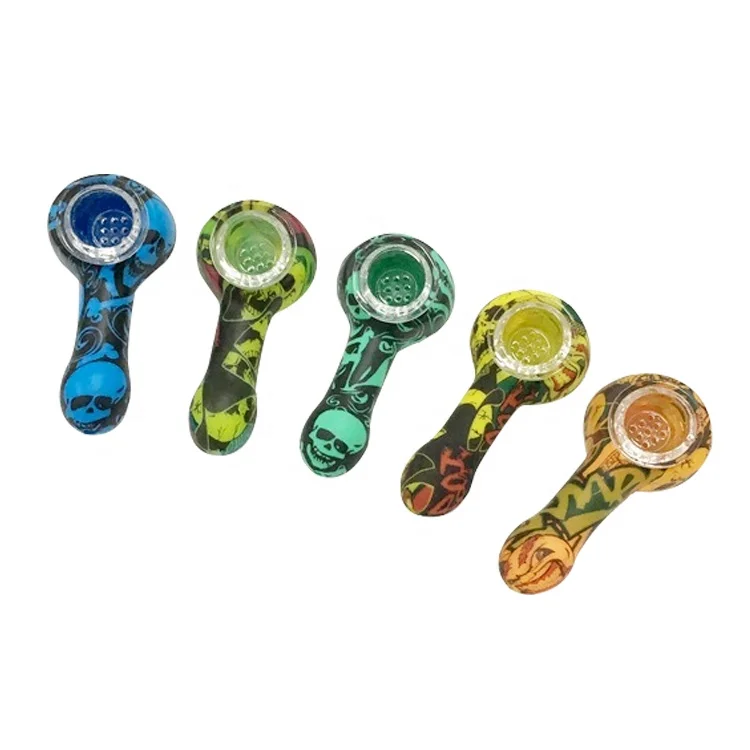 

Colorful Collection Tobacco Smoke Accessories Silicone Rubber Smoking Pipes smoking Glass Bowl tools, Custom color