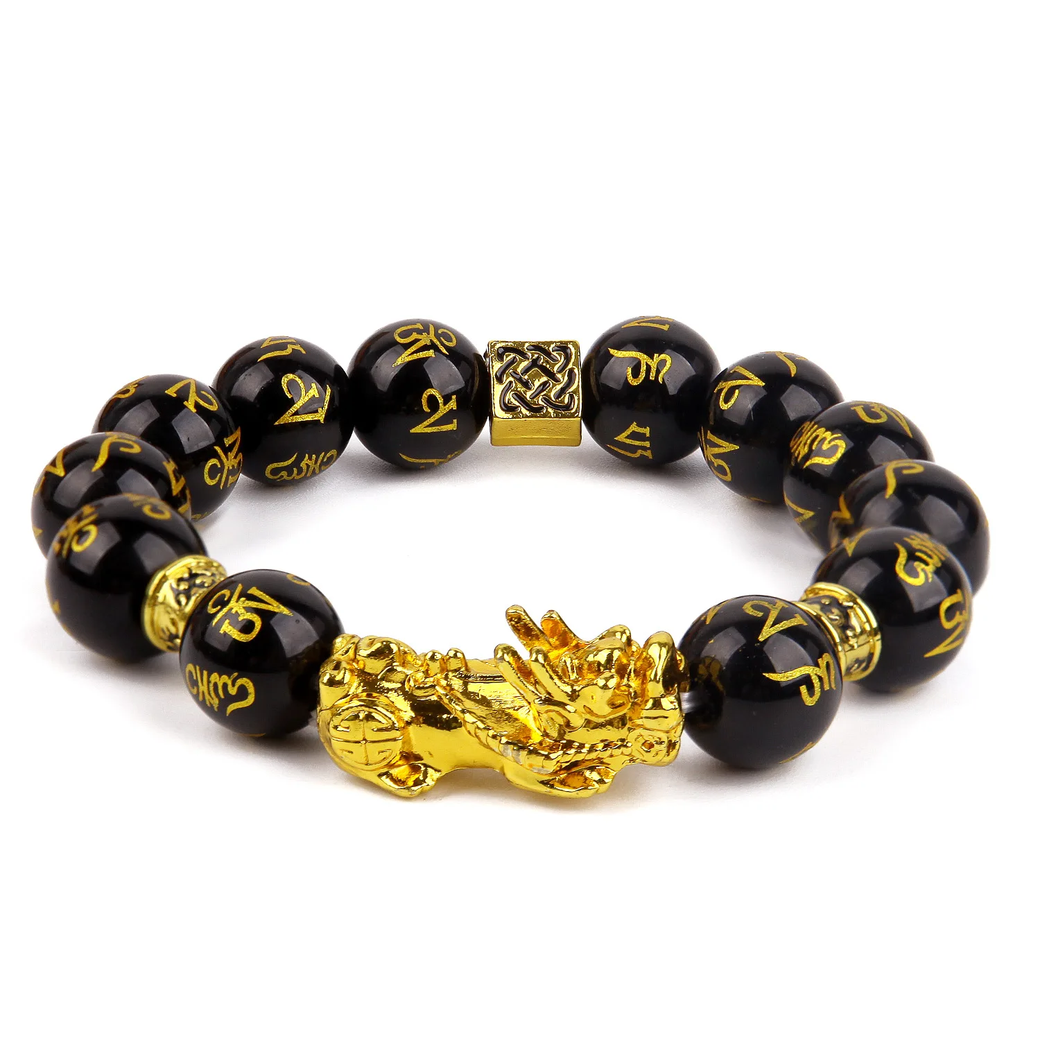 

Weihao Hot Selling Golden Animal Inlaid Crystal Beaded Bracelet Ethnic Style Silver Ball Beaded Stone Bracelet, As picture show