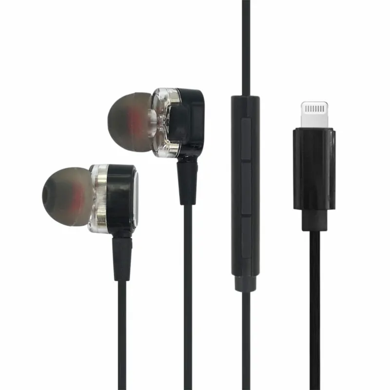 

MFi Certified High Quality In-Ear Dual dynamic digital Wired Earphones for iPhone 13 Lightning earphone