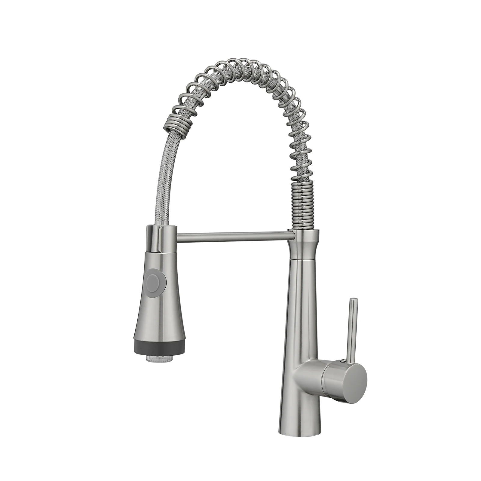 

Modern brushed pull down spring sink kitchen faucet with LED light