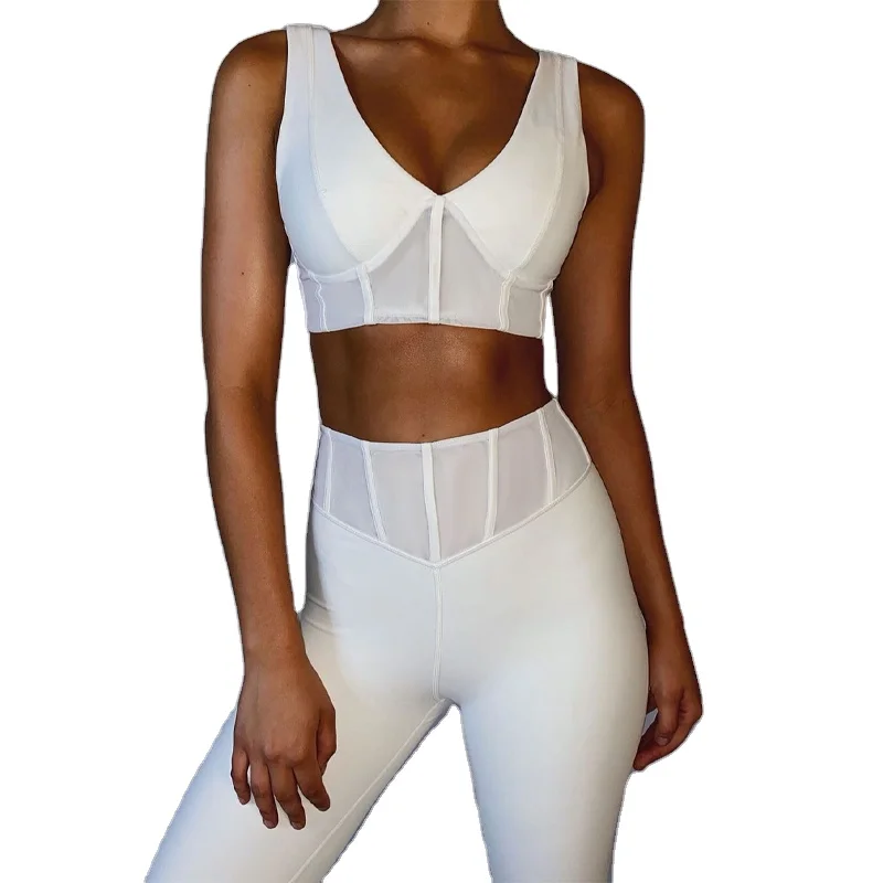 

Patchwork Ribbed Two 2 Piece Set Yoga Sporting Sexy Outfits Women 2020 Winter Crop Tank Top Pants Ladies Fitness Clothes, Blue