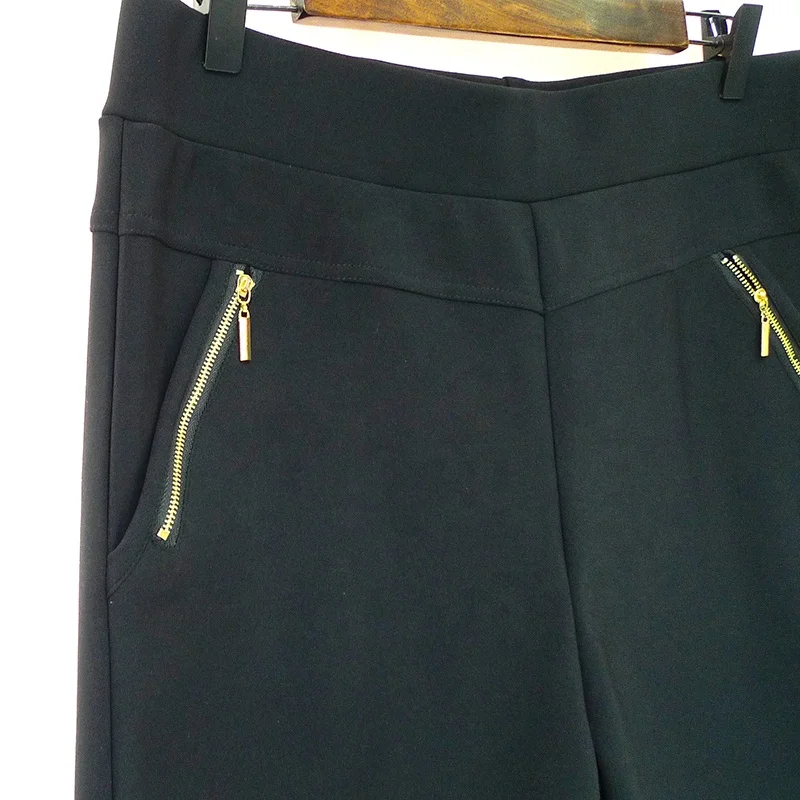 
High quality black polyester zipper pocket shorts pants wholesale custom cheap women shorts 