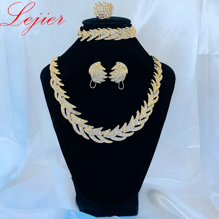 

LEJIER Ms dubai 18 k jewelry set four African wedding jewelry set zirconium gold-plated jewelry bride