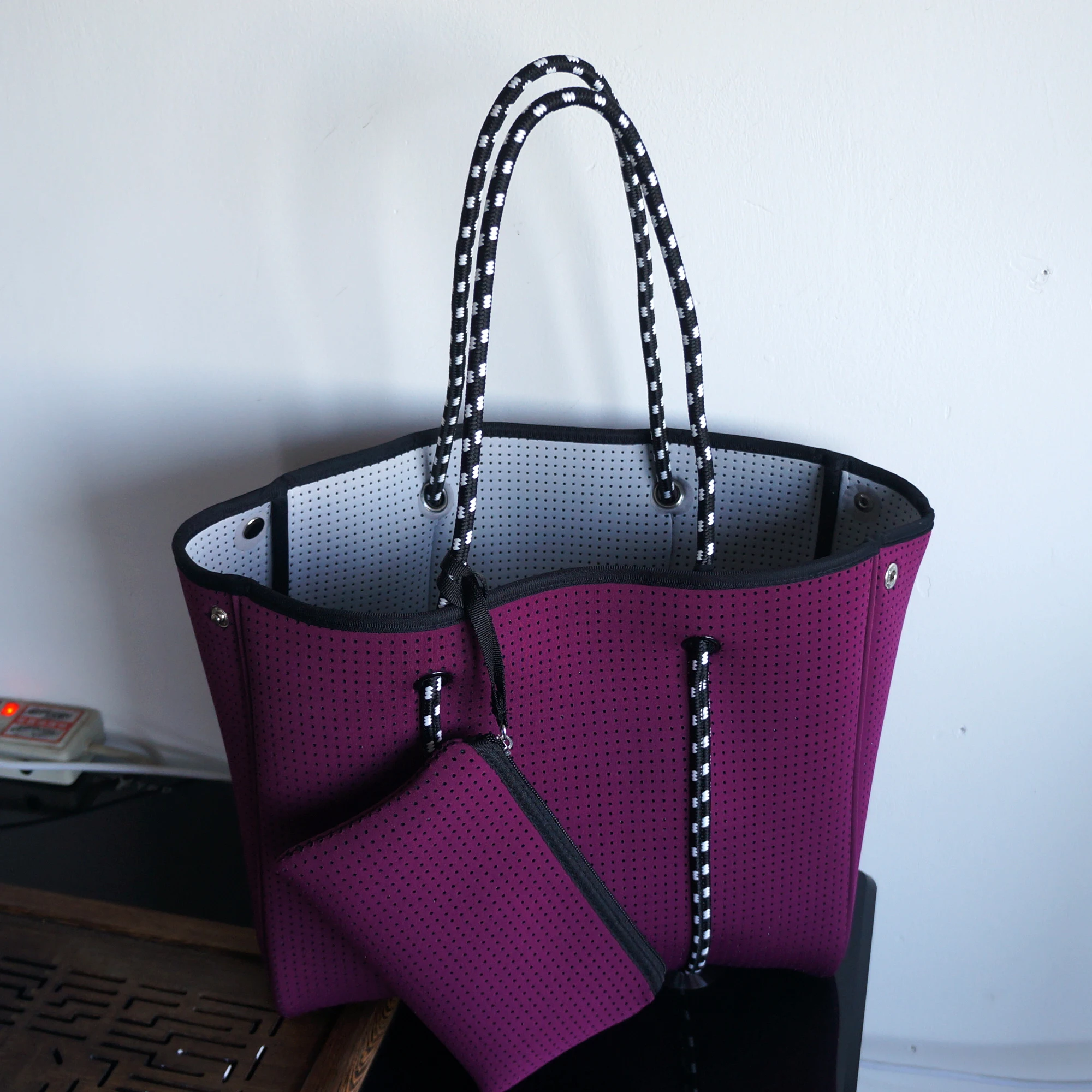 

Perforated Neoprene Tote Bag With Purse